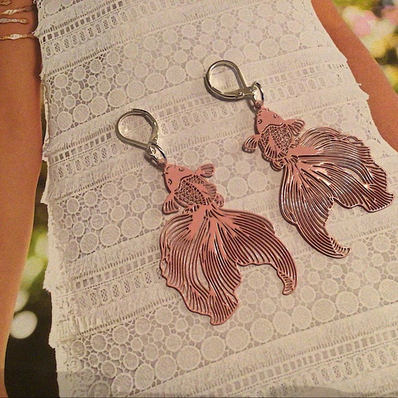 925 black metal koi fish filigree earrings hoops - Picture 9 of 11